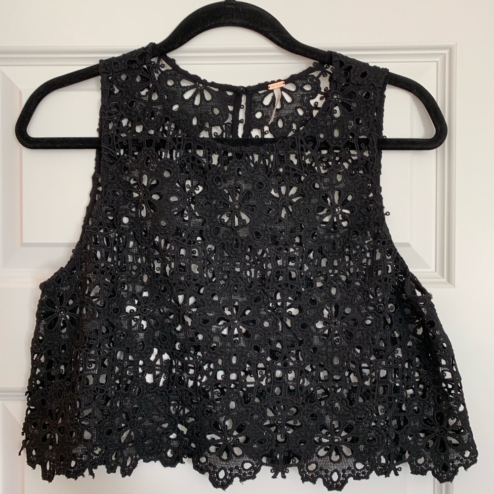 Free People Black Lace Crop Top